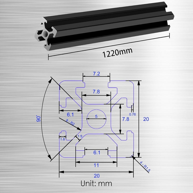 Tenee 10PCS 48inch T Slot 2020 Aluminum Extrusion Profile (1220mm), European Standard Aluminum Linear Rail–Easy to Use for 3D Printer, CNC DIY, Workbenches, Brackets, Furniture and More - Image 2